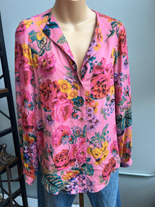 Maeve by Anthropologie Pink Floral Long Sleeve Blouse 2