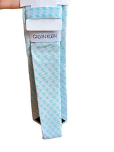 Load image into Gallery viewer, Calvin Klein Baby Blue Diamond Pattern100% Silk Neck Tie NEW
