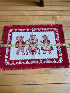 Austrian Red Folk Art Couple Cotton Linen Blend Set of 4 Placemats Austria