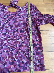 Cabi Pink Purple Tie Back Geo Long Sleeve Blouse 571 M