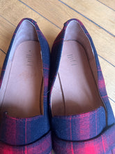 Load image into Gallery viewer, J Jill Adelaide Plaid Red Black Loafers Holiday Flats Leather Size 9
