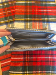 Michael Kors Light Blue Pebble Leather Zip Around Wallet