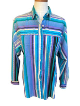 Load image into Gallery viewer, Wrangler Vintage Western Rancher Aqua Purple Southwest Long sleeve Button Up Shi
