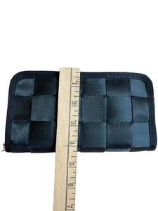 Harveys Seatbelt Bag Clutch Wallet Black Silver Tone Hardware