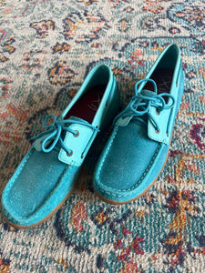 Twisted X Teal Leather Moccasins Driving Shoes  Size 11
