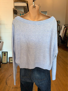 Divided baby blue ribbed cropped sweater- L