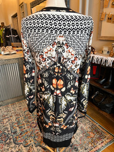 Hale Bob Black Floral Long Sleeve Blouse  Dress XS
