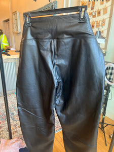 Joie Black Faux Leather Tie Waist Black Pants NWT L
