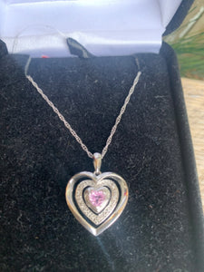 NIB Kay PINK heart necklace silver